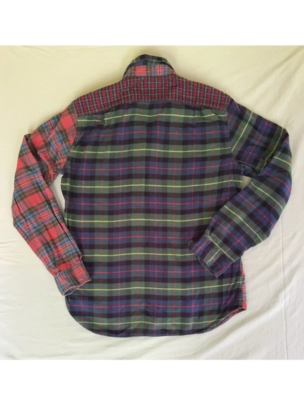 J. Crew Mens M Patchwork Flannel Shirt Mixed Plaid Tartan Cotton